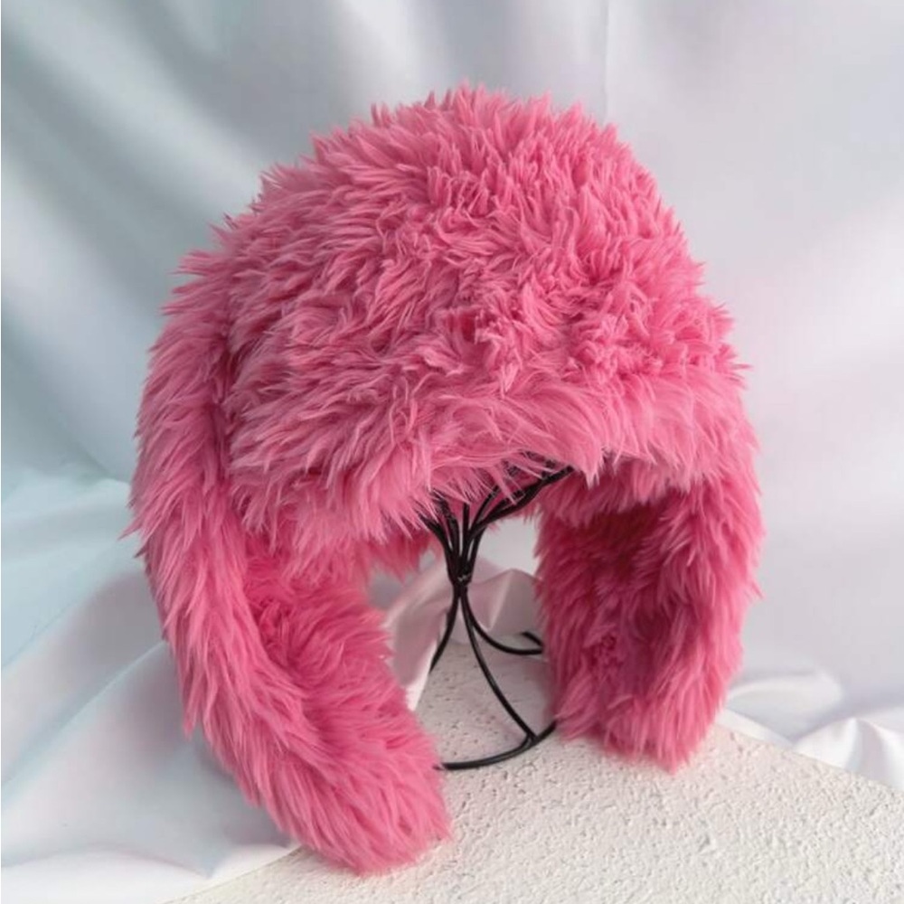 Fluffy Pink Bunny Ear Hat